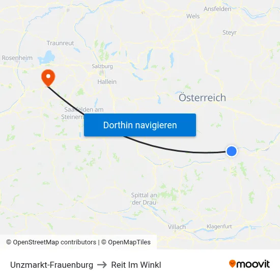 Unzmarkt-Frauenburg to Reit Im Winkl map