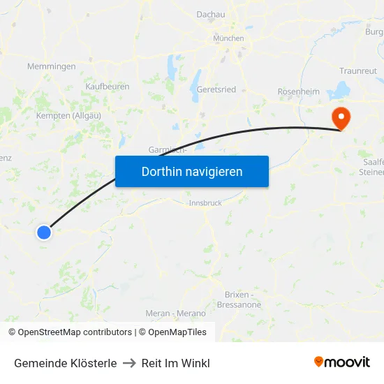 Gemeinde Klösterle to Reit Im Winkl map