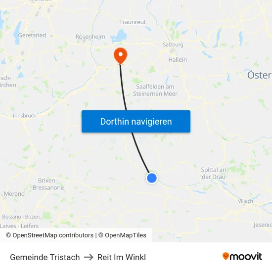 Gemeinde Tristach to Reit Im Winkl map