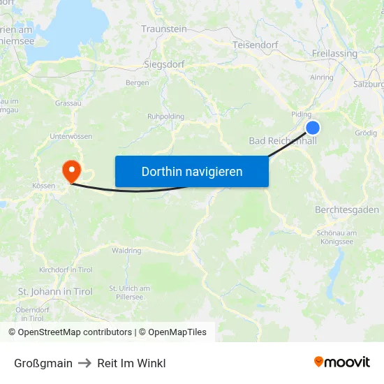 Großgmain to Reit Im Winkl map