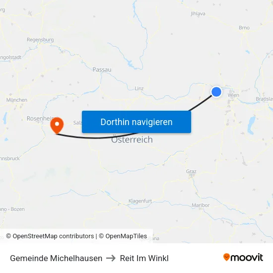 Gemeinde Michelhausen to Reit Im Winkl map