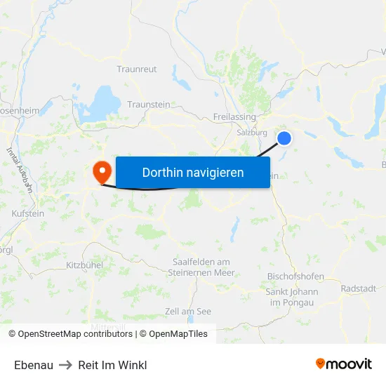 Ebenau to Reit Im Winkl map