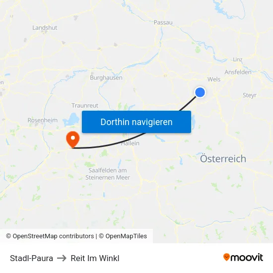 Stadl-Paura to Reit Im Winkl map