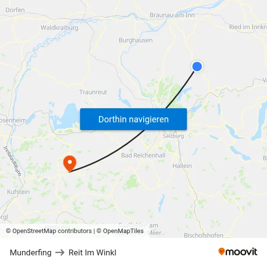 Munderfing to Reit Im Winkl map