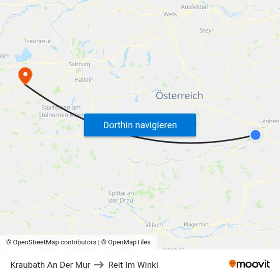 Kraubath An Der Mur to Reit Im Winkl map