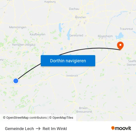 Gemeinde Lech to Reit Im Winkl map