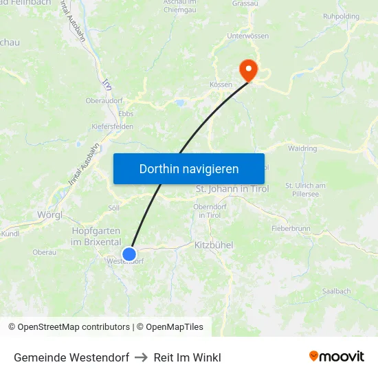 Gemeinde Westendorf to Reit Im Winkl map