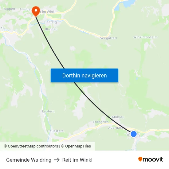 Gemeinde Waidring to Reit Im Winkl map