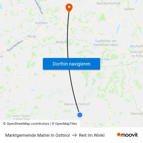 Marktgemeinde Matrei In Osttirol to Reit Im Winkl map