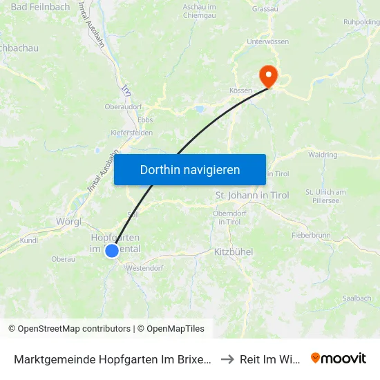 Marktgemeinde Hopfgarten Im Brixental to Reit Im Winkl map