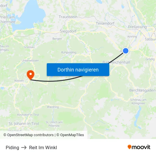 Piding to Reit Im Winkl map