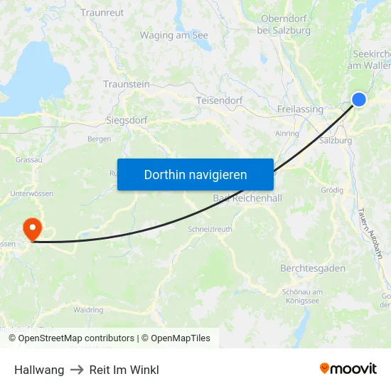 Hallwang to Reit Im Winkl map