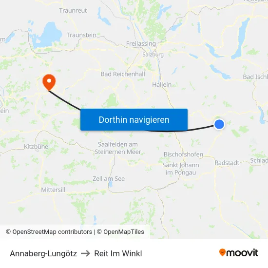 Annaberg-Lungötz to Reit Im Winkl map