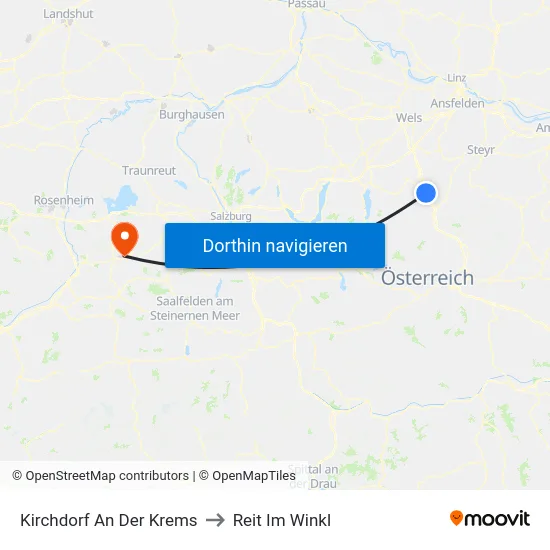 Kirchdorf An Der Krems to Reit Im Winkl map