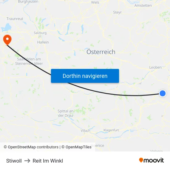 Stiwoll to Reit Im Winkl map