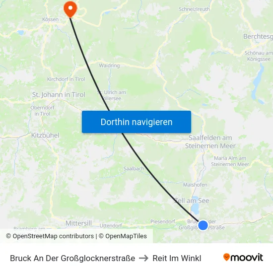Bruck An Der Großglocknerstraße to Reit Im Winkl map