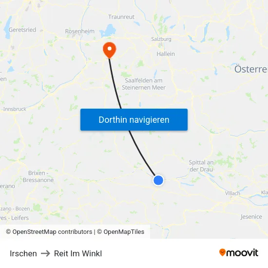 Irschen to Reit Im Winkl map