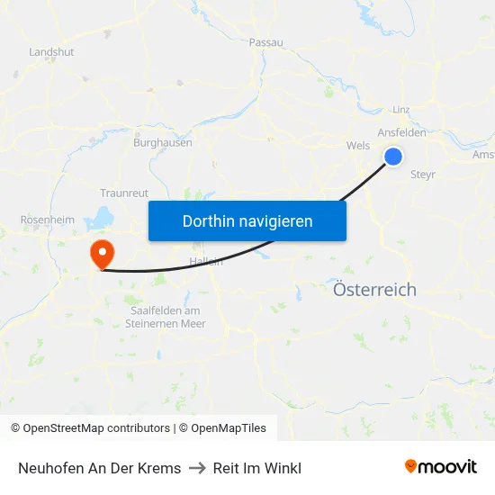 Neuhofen An Der Krems to Reit Im Winkl map