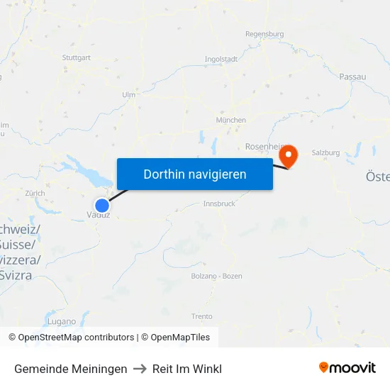 Gemeinde Meiningen to Reit Im Winkl map