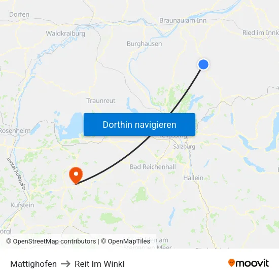 Mattighofen to Reit Im Winkl map