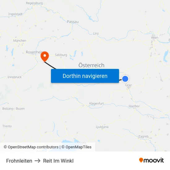 Frohnleiten to Reit Im Winkl map