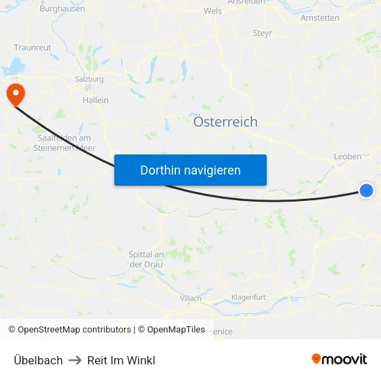 Übelbach to Reit Im Winkl map