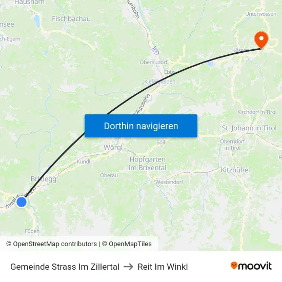 Gemeinde Strass Im Zillertal to Reit Im Winkl map