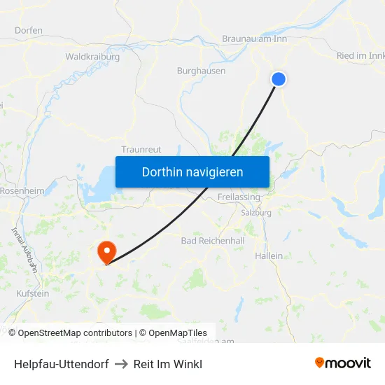 Helpfau-Uttendorf to Reit Im Winkl map
