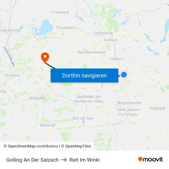 Golling An Der Salzach to Reit Im Winkl map