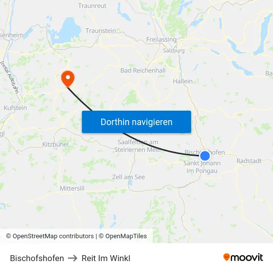 Bischofshofen to Reit Im Winkl map