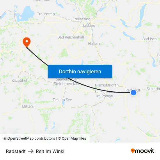 Radstadt to Reit Im Winkl map