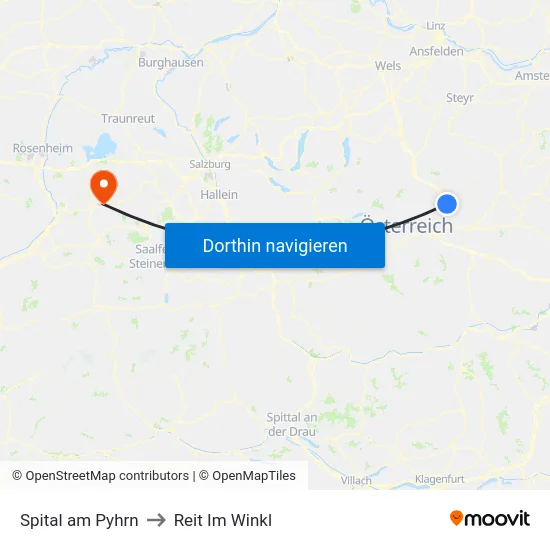 Spital am Pyhrn to Reit Im Winkl map
