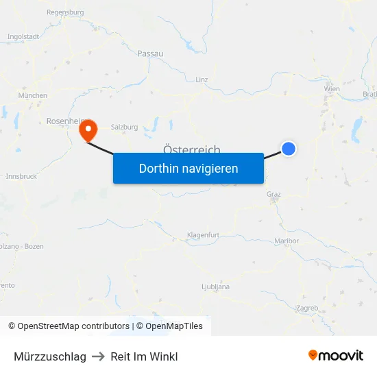 Mürzzuschlag to Reit Im Winkl map