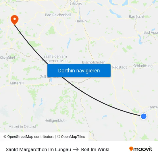 Sankt Margarethen Im Lungau to Reit Im Winkl map