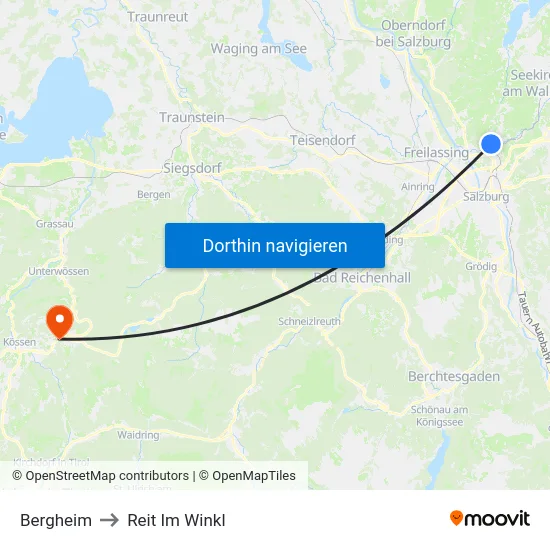Bergheim to Reit Im Winkl map