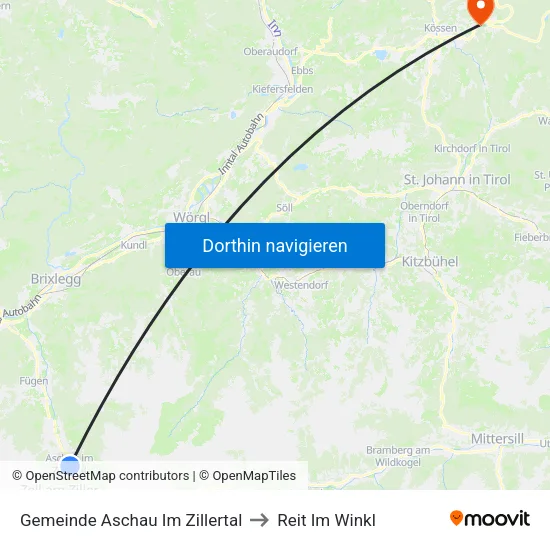 Gemeinde Aschau Im Zillertal to Reit Im Winkl map