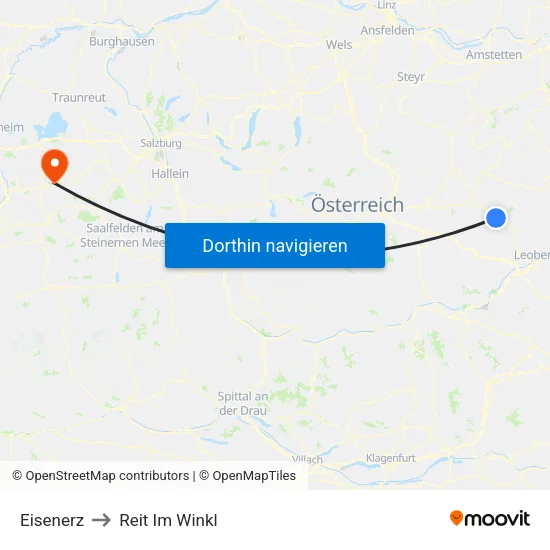 Eisenerz to Reit Im Winkl map