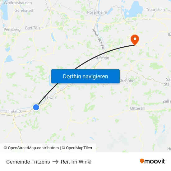Gemeinde Fritzens to Reit Im Winkl map