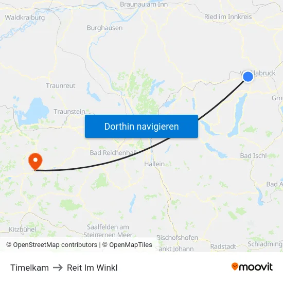 Timelkam to Reit Im Winkl map