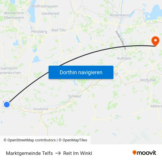 Marktgemeinde Telfs to Reit Im Winkl map