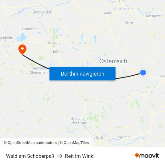 Wald am Schoberpaß to Reit Im Winkl map