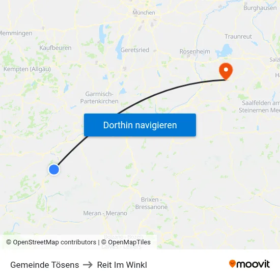 Gemeinde Tösens to Reit Im Winkl map