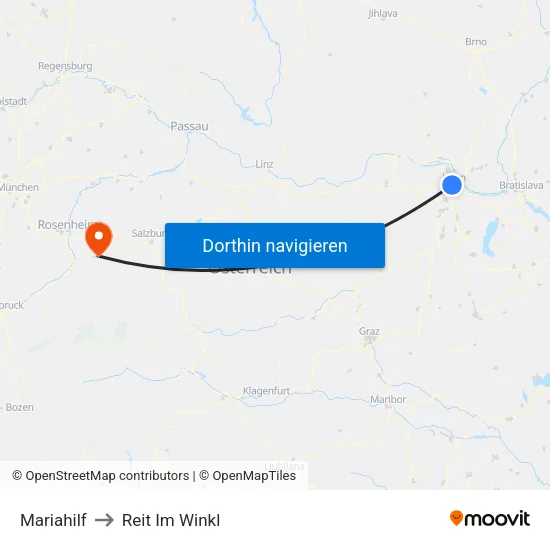 Mariahilf to Reit Im Winkl map