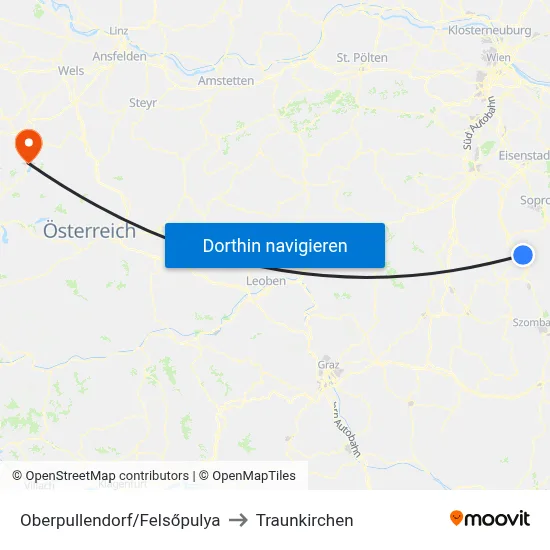 Oberpullendorf/Felsőpulya to Traunkirchen map