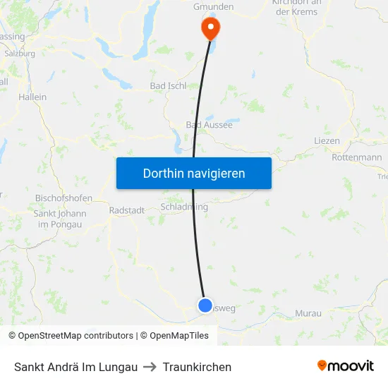 Sankt Andrä Im Lungau to Traunkirchen map