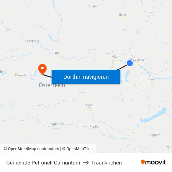 Gemeinde Petronell-Carnuntum to Traunkirchen map