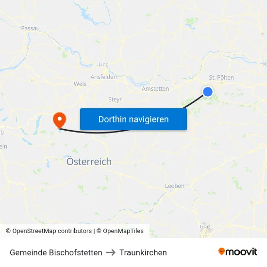 Gemeinde Bischofstetten to Traunkirchen map
