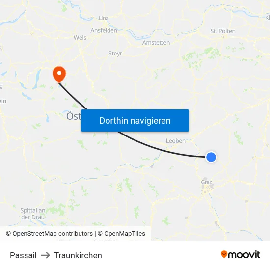 Passail to Traunkirchen map