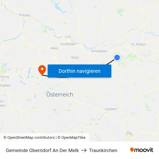 Gemeinde Oberndorf An Der Melk to Traunkirchen map