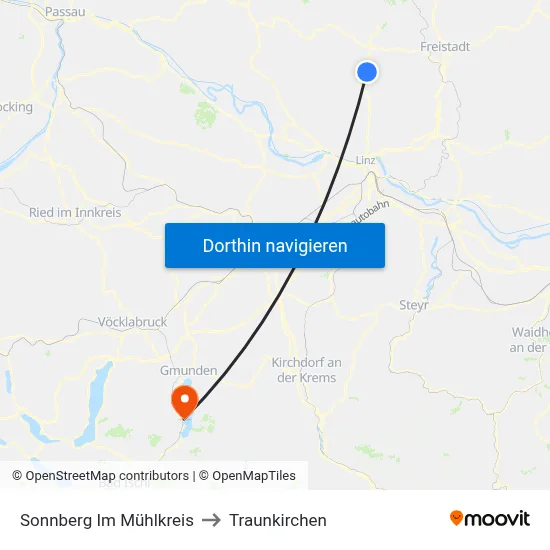 Sonnberg Im Mühlkreis to Traunkirchen map